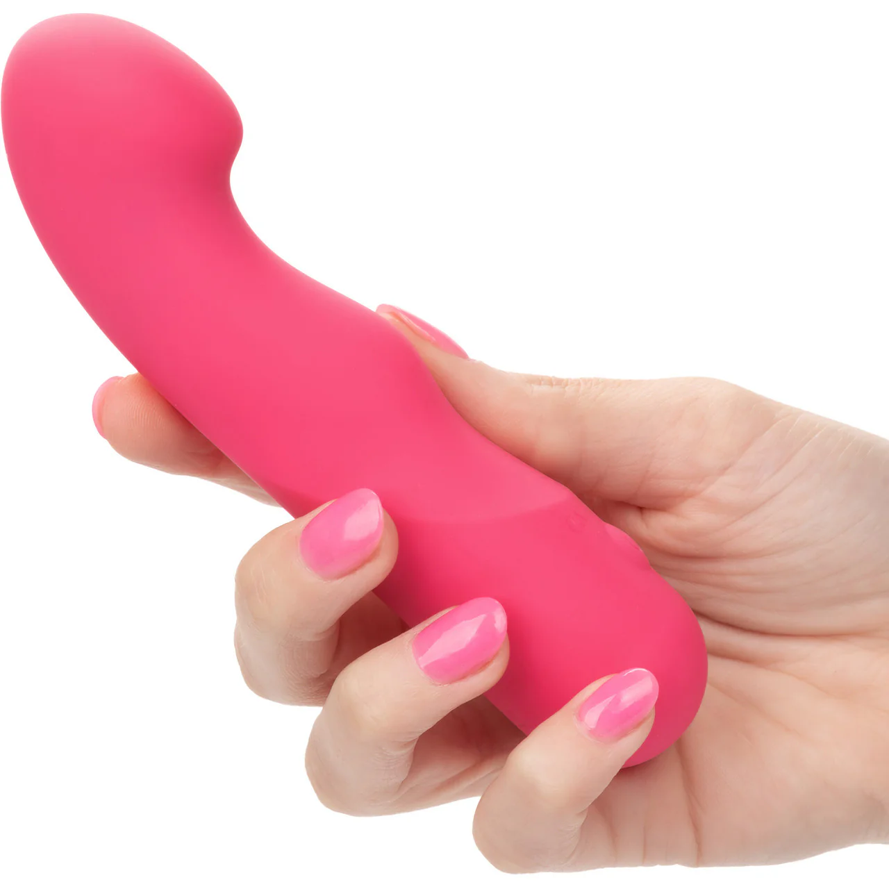 Liquid Silicone Pixies Curvy Rechargeable Waterproof Vibrator By CalExotics - Pink - Image 2