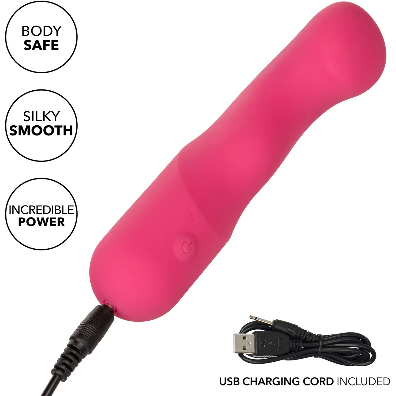 Liquid Silicone Pixies Curvy Rechargeable Waterproof Vibrator By CalExotics - Pink - Image 9