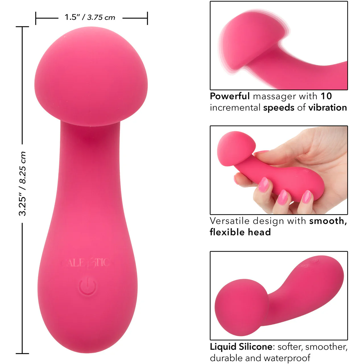 Liquid Silicone Pixies Exciter Rechargeable Waterproof Vibrator By CalExotics - Pink - Image 10