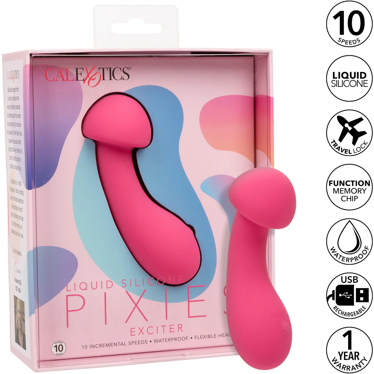 Liquid Silicone Pixies Exciter Rechargeable Waterproof Vibrator By CalExotics - Pink - Image 11