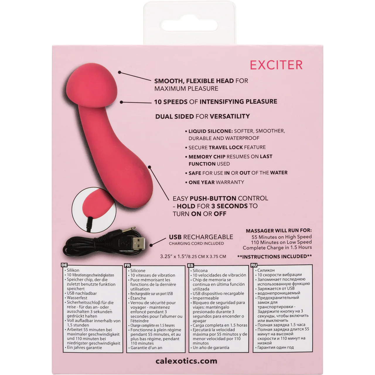 Liquid Silicone Pixies Exciter Rechargeable Waterproof Vibrator By CalExotics - Pink - Image 12