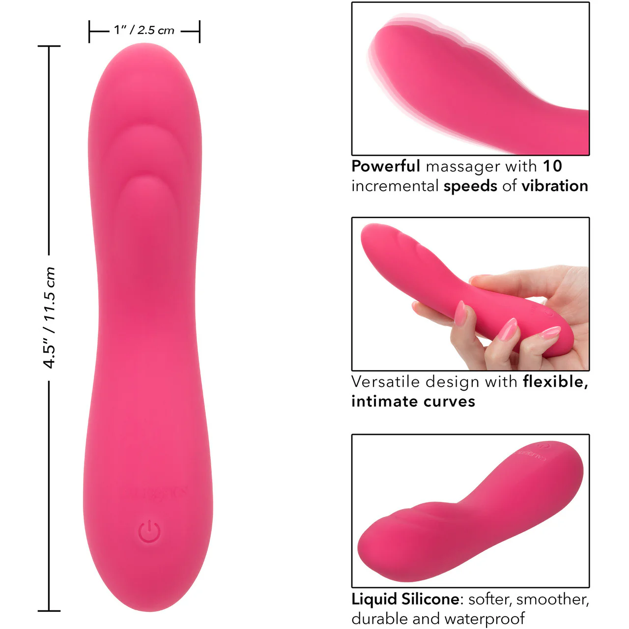Liquid Silicone Pixies Ripple Rechargeable Waterproof Vibrator By CalExotics - Pink - Image 10