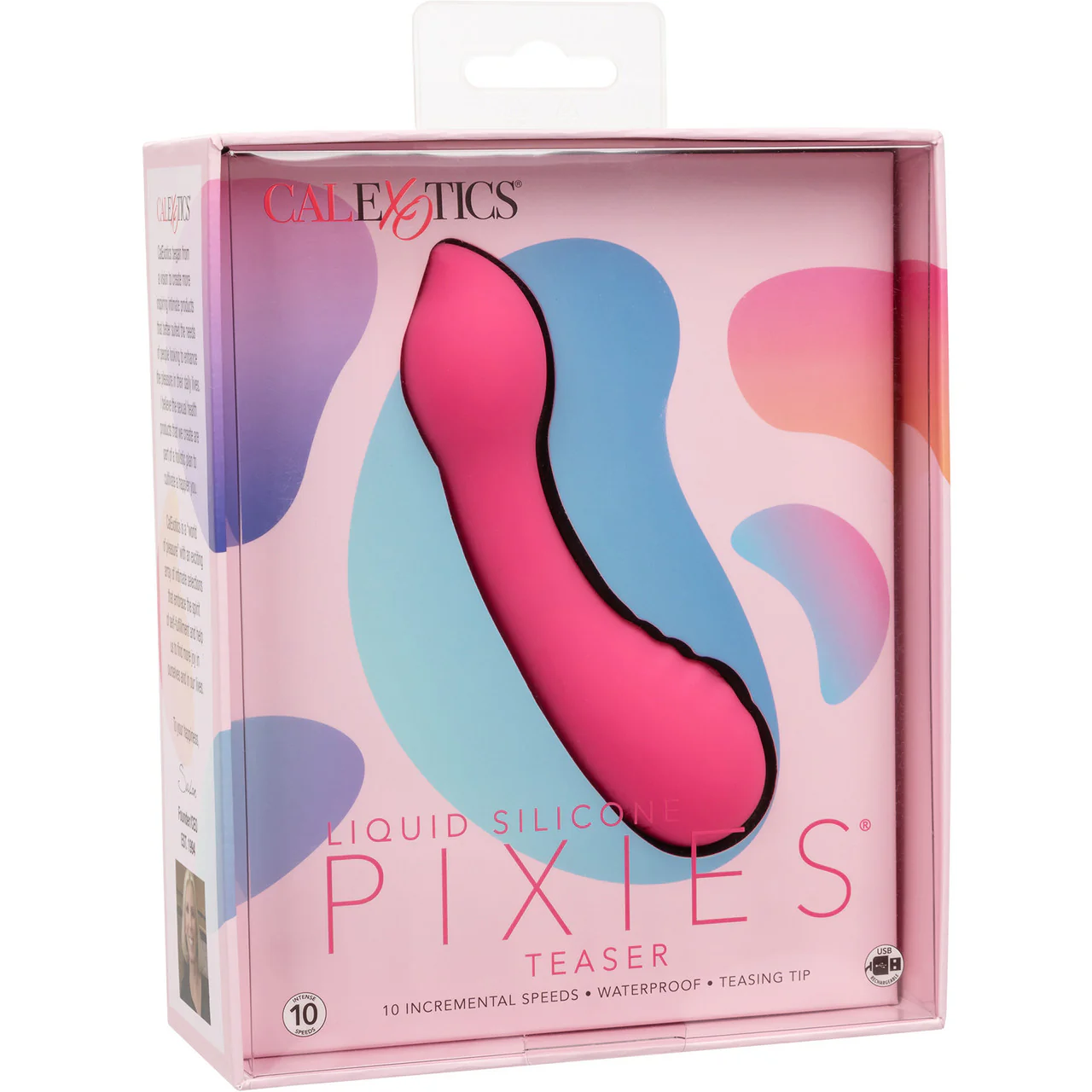 Liquid Silicone Pixies Teaser Rechargeable Waterproof Vibrator By CalExotics - Pink - Image 11