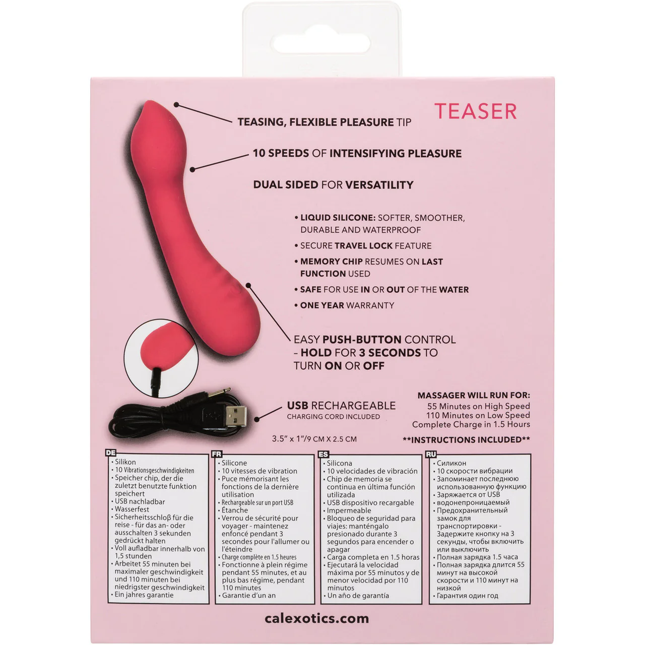 Liquid Silicone Pixies Teaser Rechargeable Waterproof Vibrator By CalExotics - Pink - Image 12
