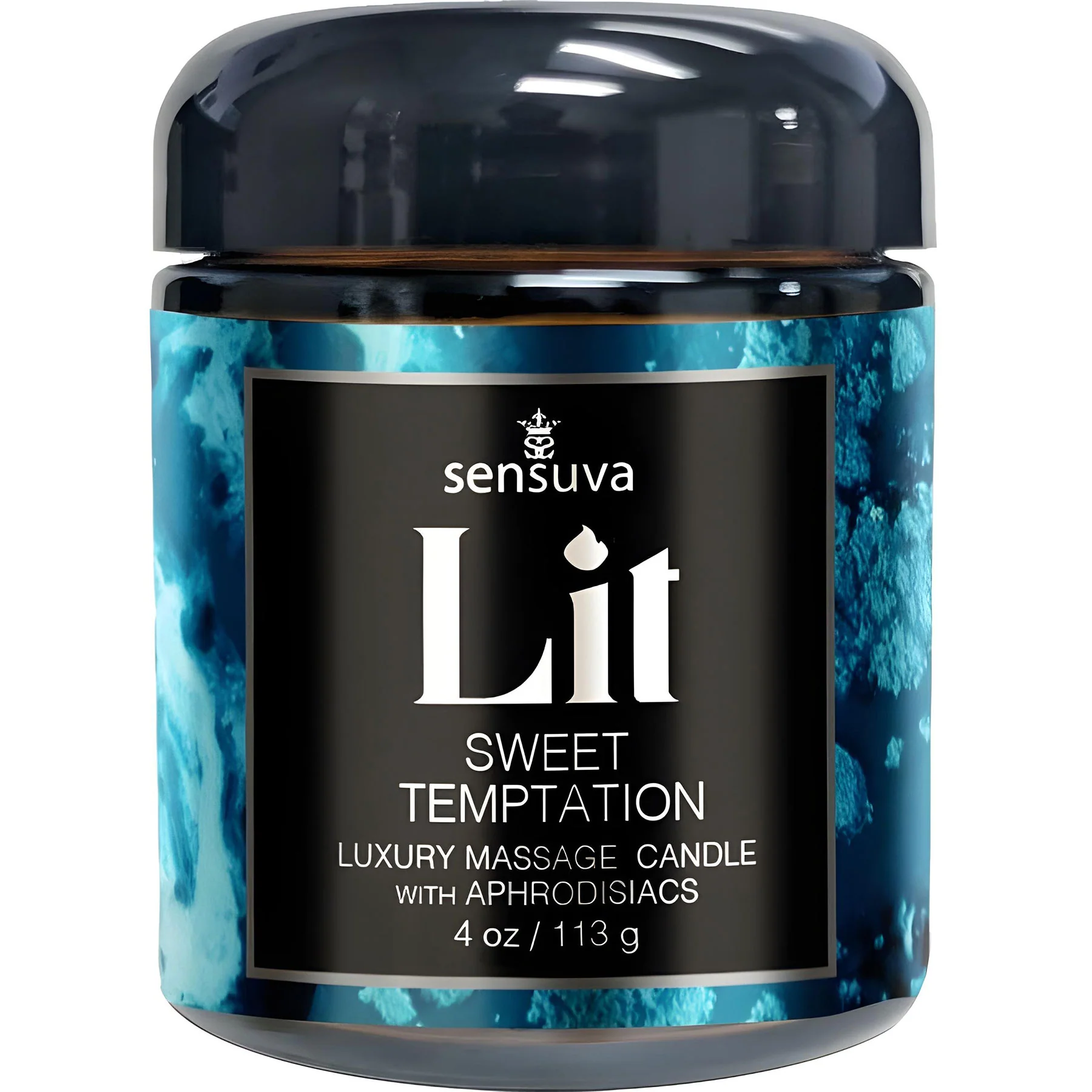 Lit Sweet Temptation Aphrodisiac Massage Candle By Sensuva 4 oz - Vanilla, Sugar & Sweet Pea