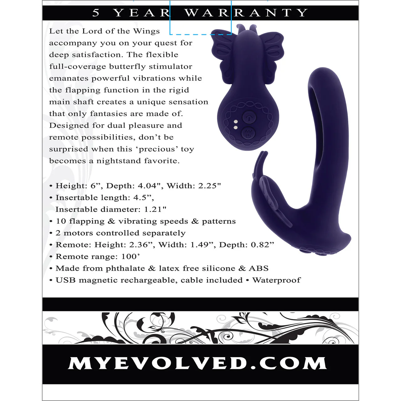Lord Of The Wings Dual Stimulation Vibrator With Flapping Shaft & Remote By Evolved Novelties - Image 12