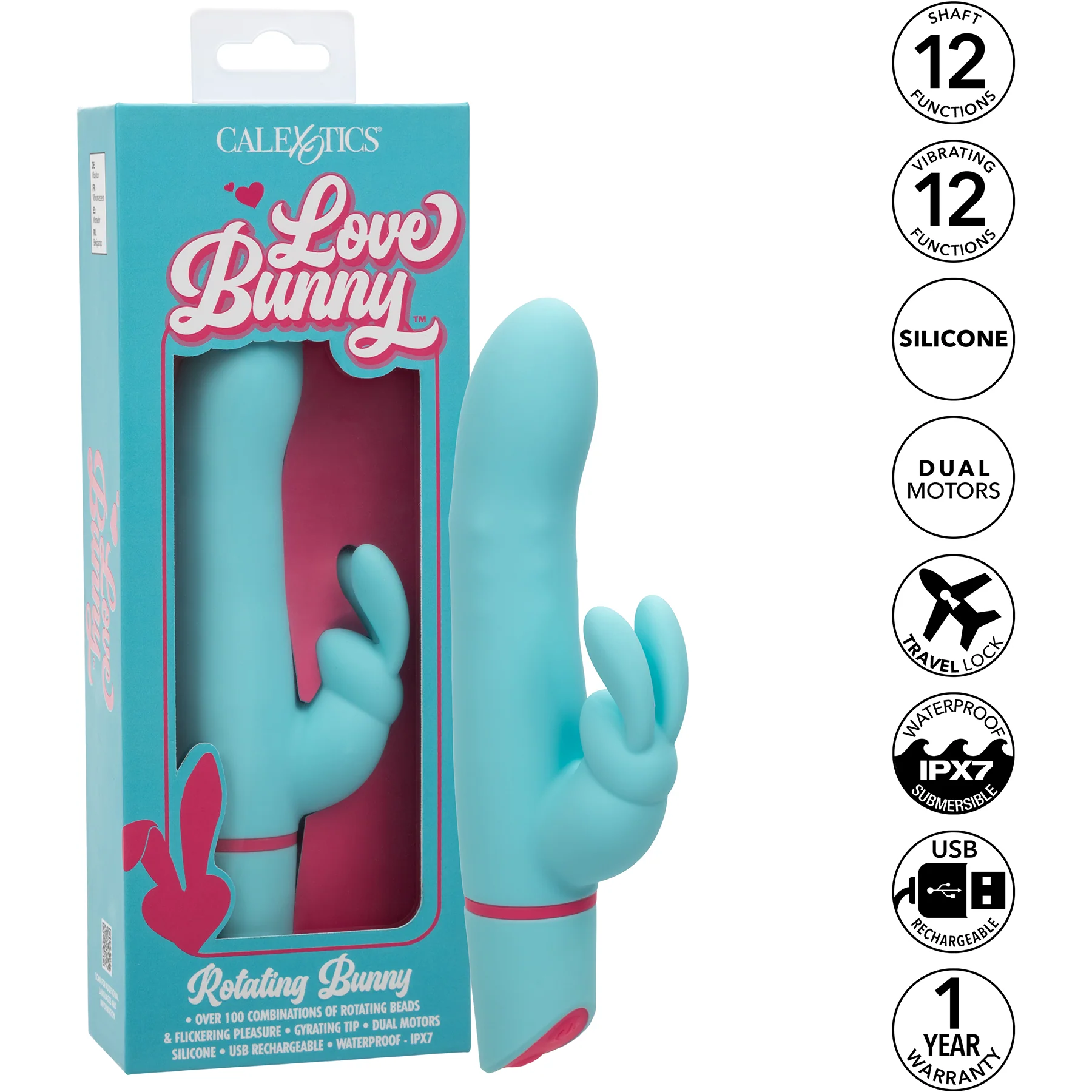 Love Bunny Rotating Bunny Rechargeable Silicone Rabbit Style Vibrator - Image 8