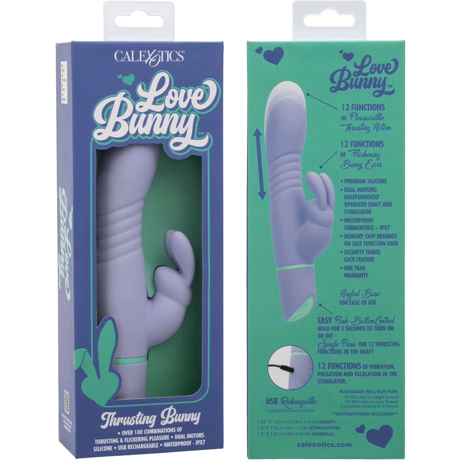 Love Bunny Thrusting Bunny Rechargeable Silicone Rabbit Style Vibrator - Image 10