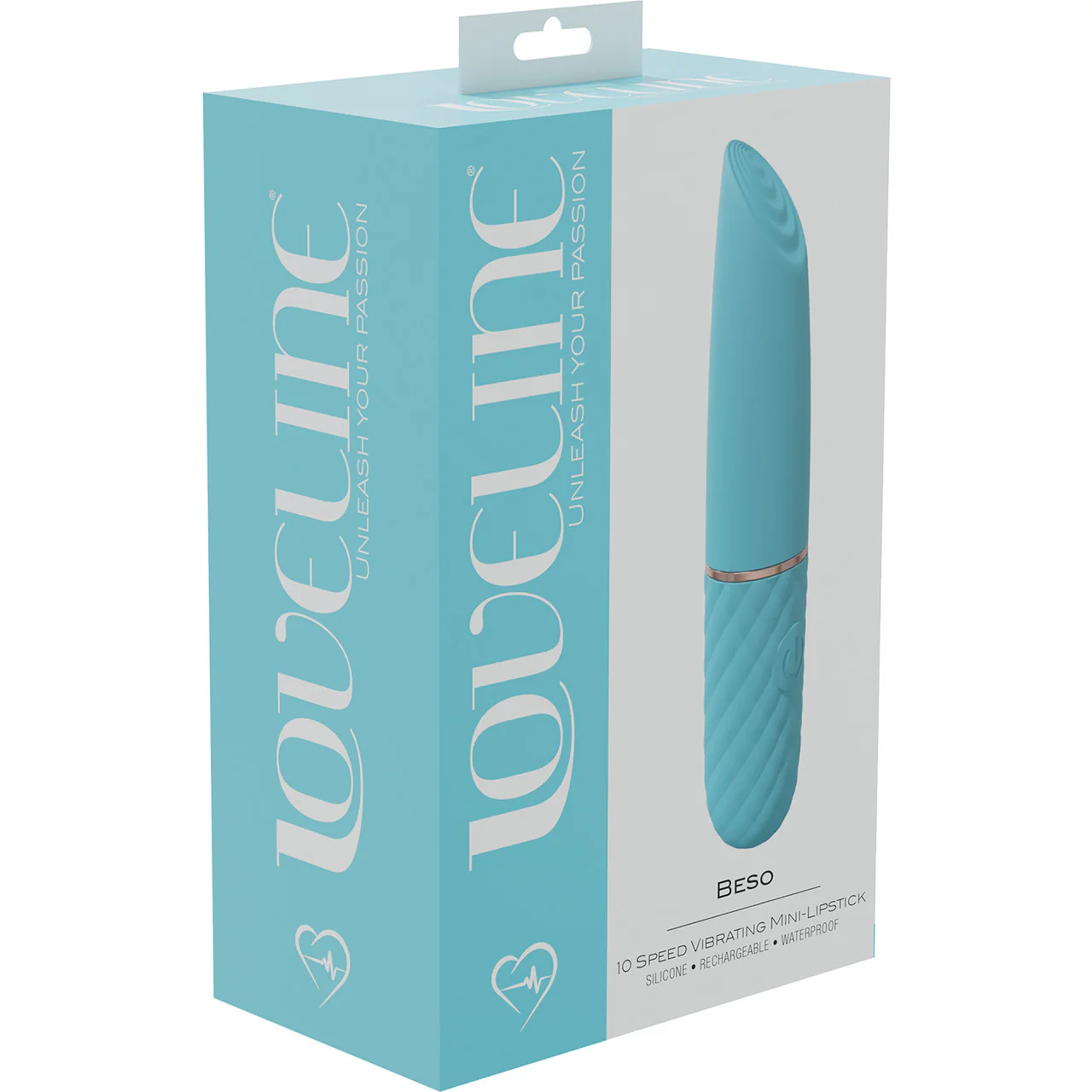 Loveline Beso Rechargeable Waterproof Silicone Textured Mini Lipstick Vibrator - Blue - Image 3