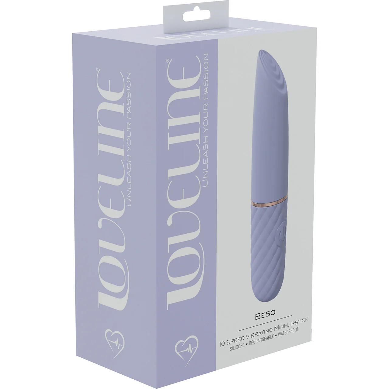 Loveline Beso Rechargeable Waterproof Silicone Textured Mini Lipstick Vibrator - Lavender - Image 3