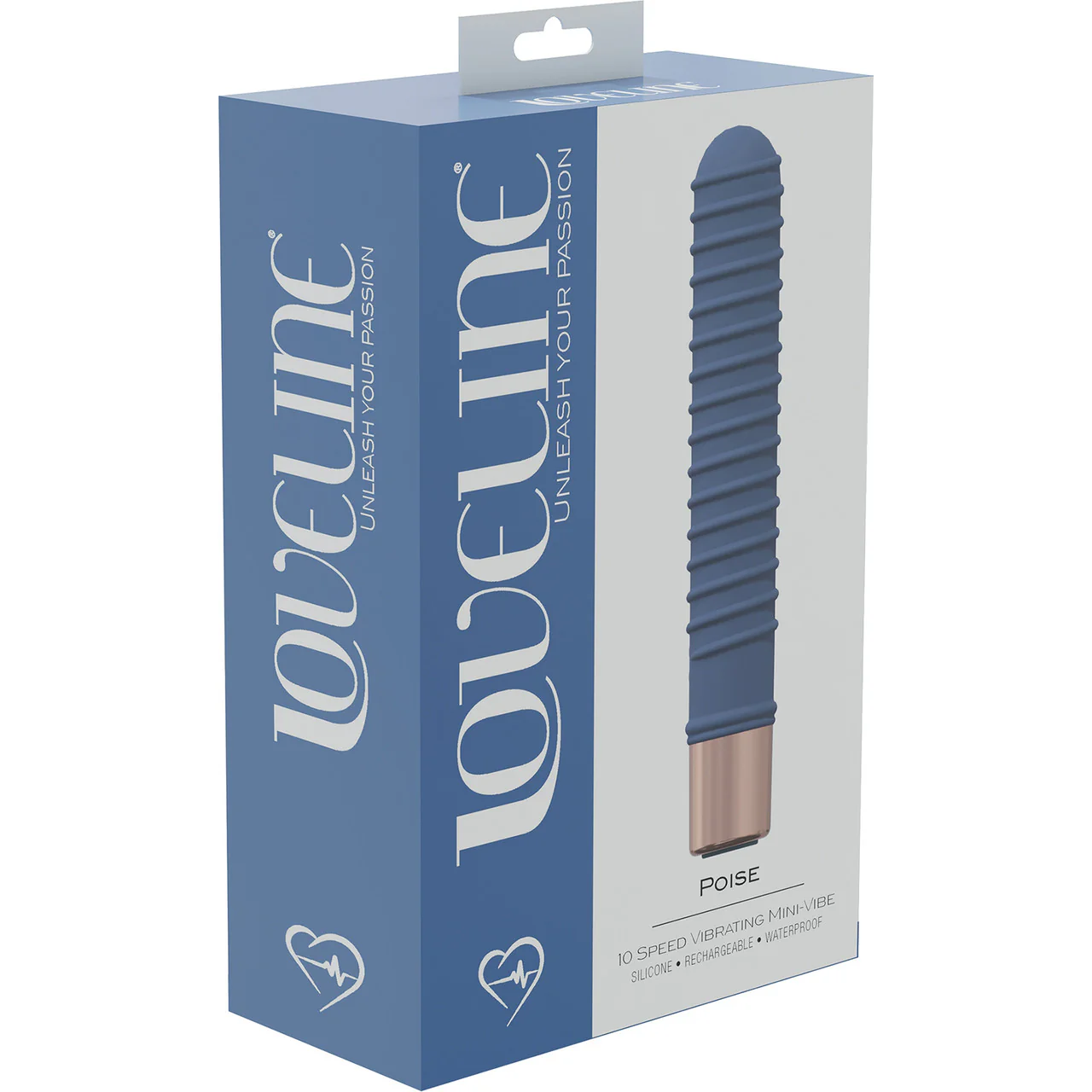 Loveline Poise Rechargeable Waterproof Silicone Textured Vibrator - Blue - Image 2