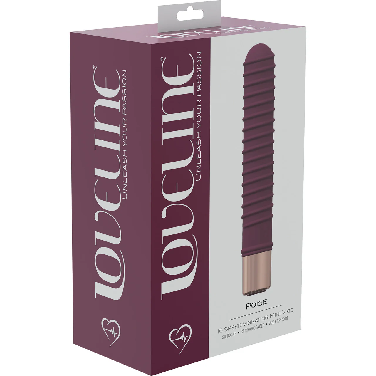 Loveline Poise Rechargeable Waterproof Silicone Textured Vibrator - Burgundy - Image 2