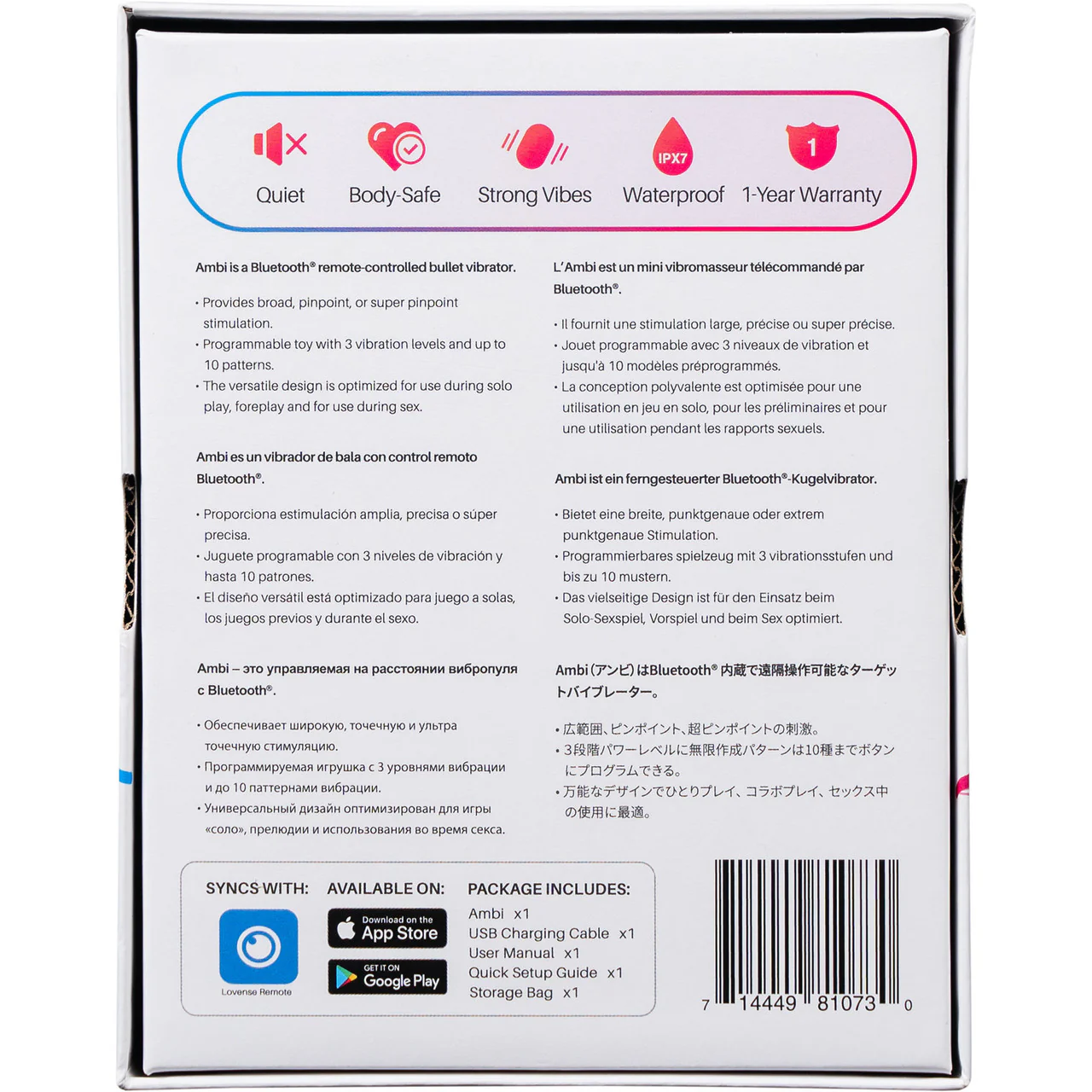 Lovense Ambi Bluetooth Remote Controlled Waterproof Rechargeable Silicone Bullet Vibrator - Image 7