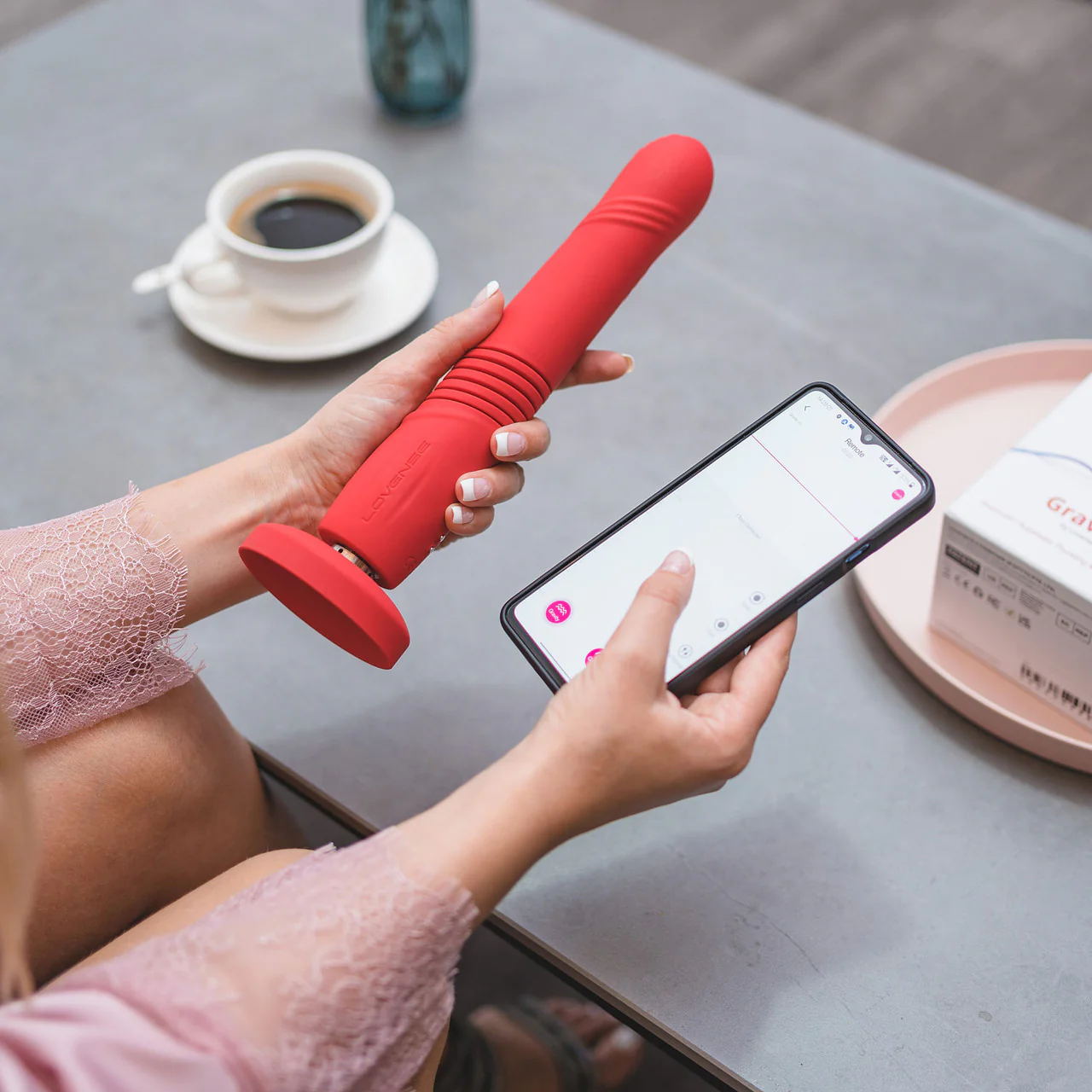Lovense Gravity App Enabled Silicone Waterproof Rechargeable Thrusting & Vibrating Dildo - Image 13
