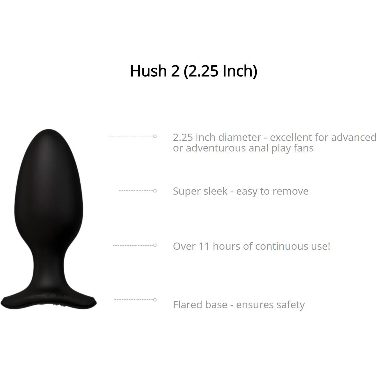 Lovense Hush 2 Large App Enabled Silicone Waterproof Rechargeable Vibrating Butt Plug - Image 5