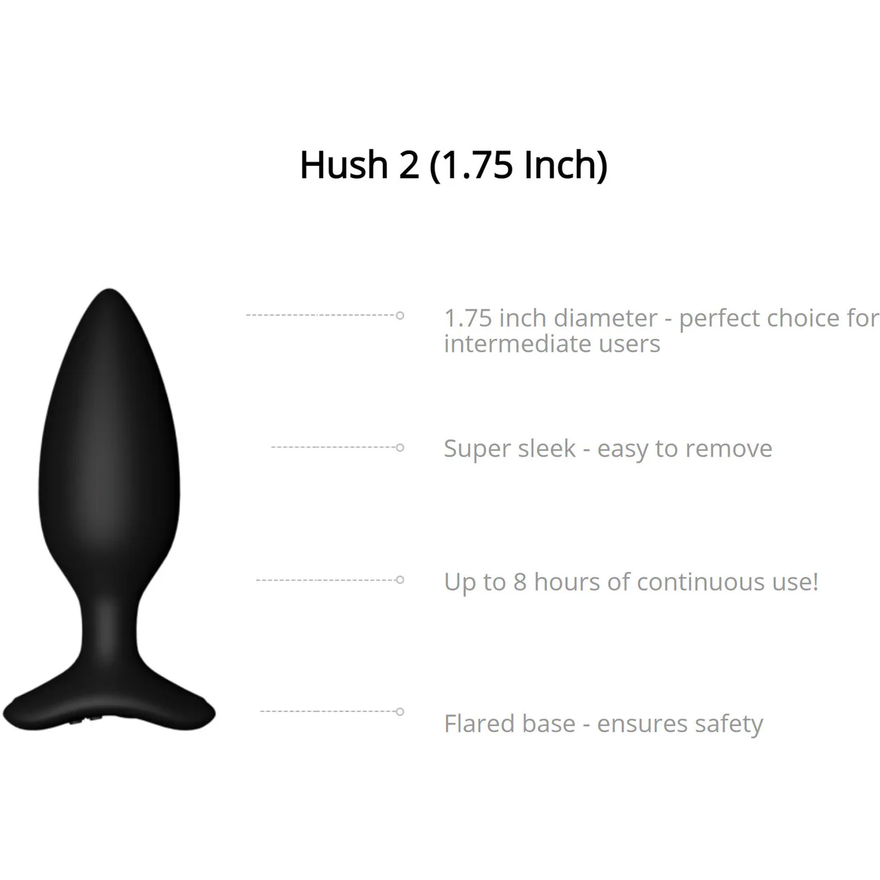 Lovense Hush 2 Medium App Enabled Silicone Waterproof Rechargeable Vibrating Butt Plug - Image 5