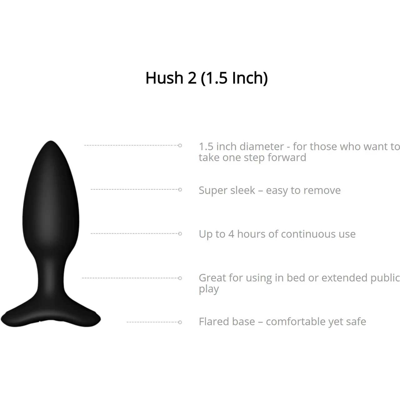 Lovense Hush 2 Small App Enabled Silicone Waterproof Rechargeable Vibrating Butt Plug - Image 5