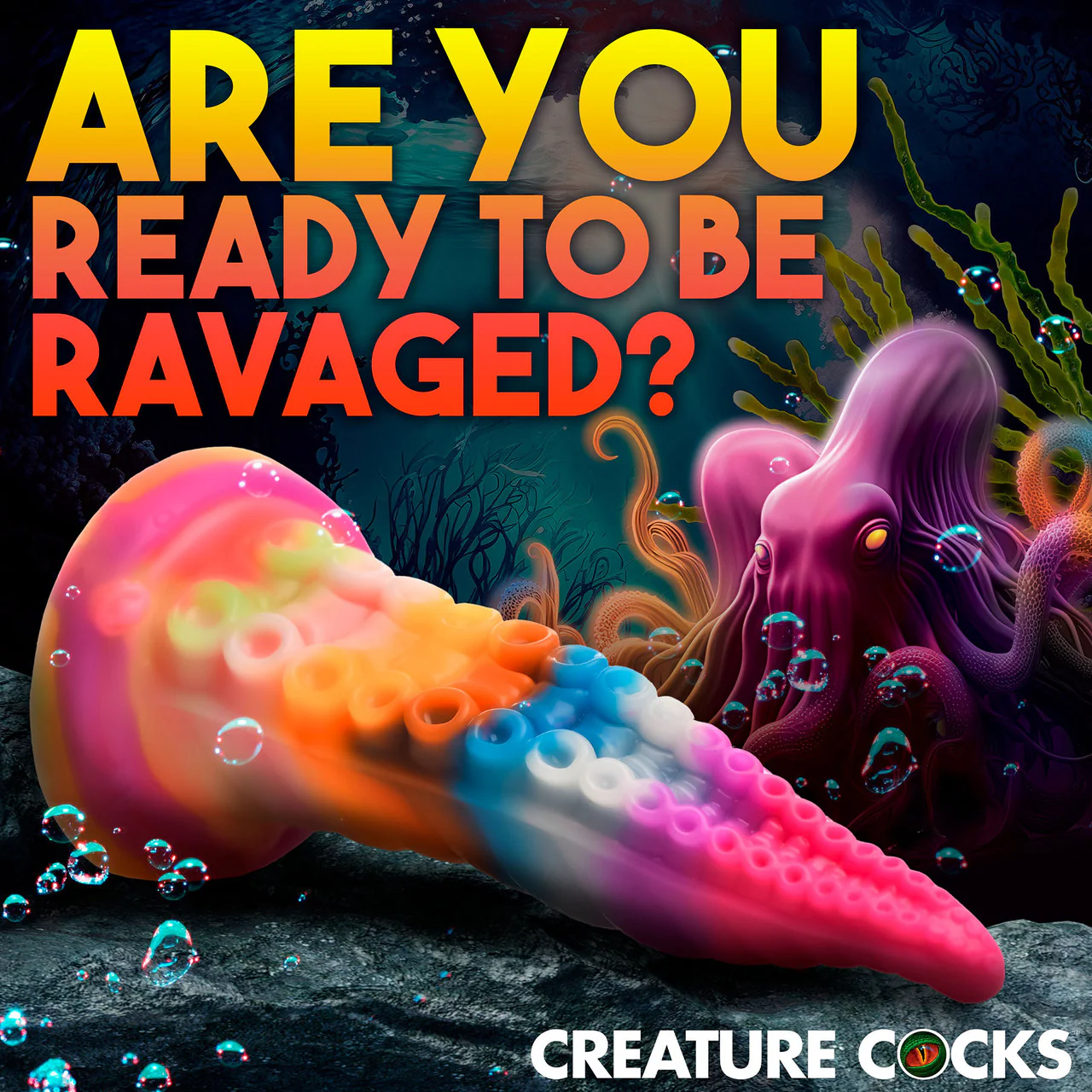 Luminoctopus 7.25" Glow In The Dark Tentacle Silicone Suction Cup Dildo By Creature Cocks - Image 11