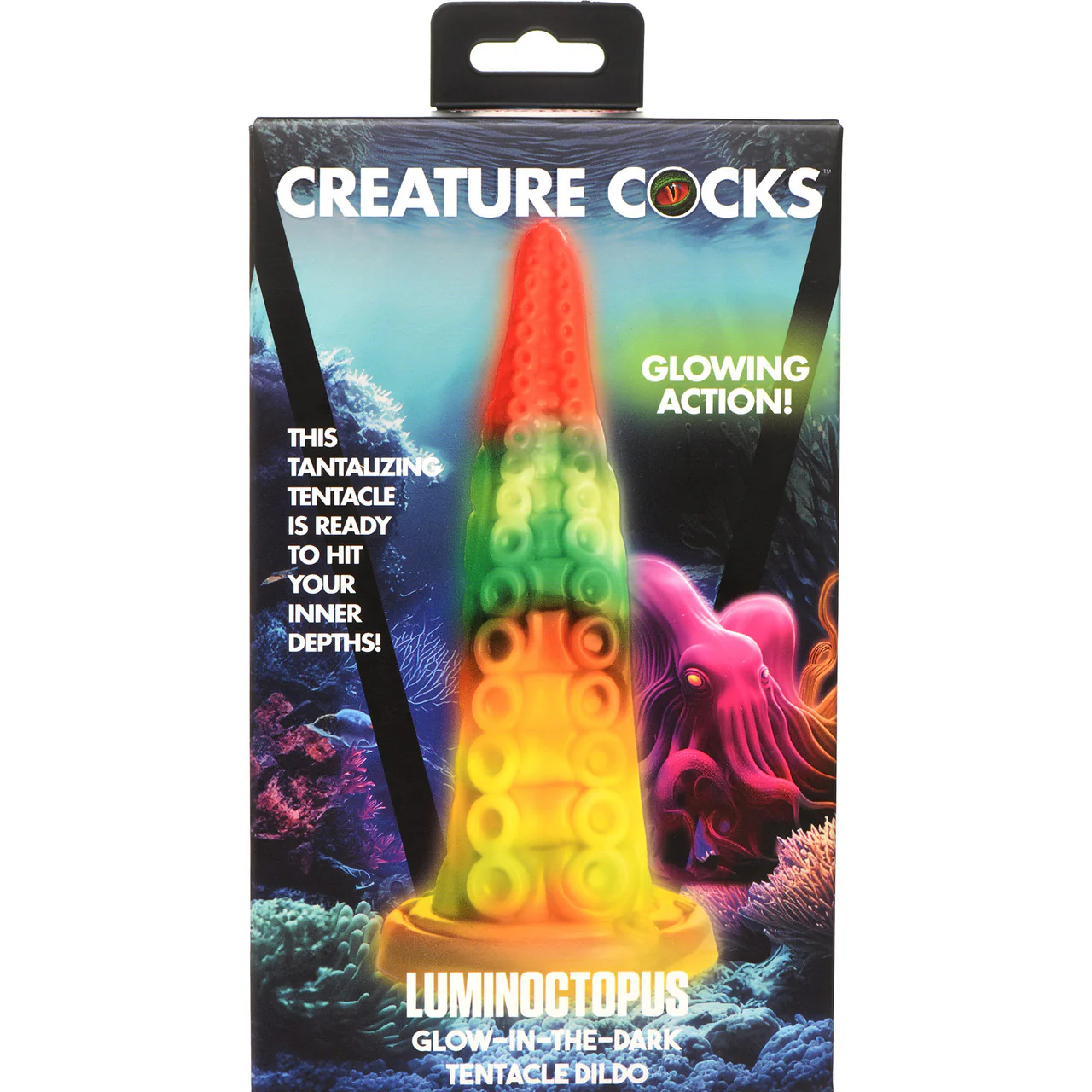 Luminoctopus 7.25" Glow In The Dark Tentacle Silicone Suction Cup Dildo By Creature Cocks - Image 19