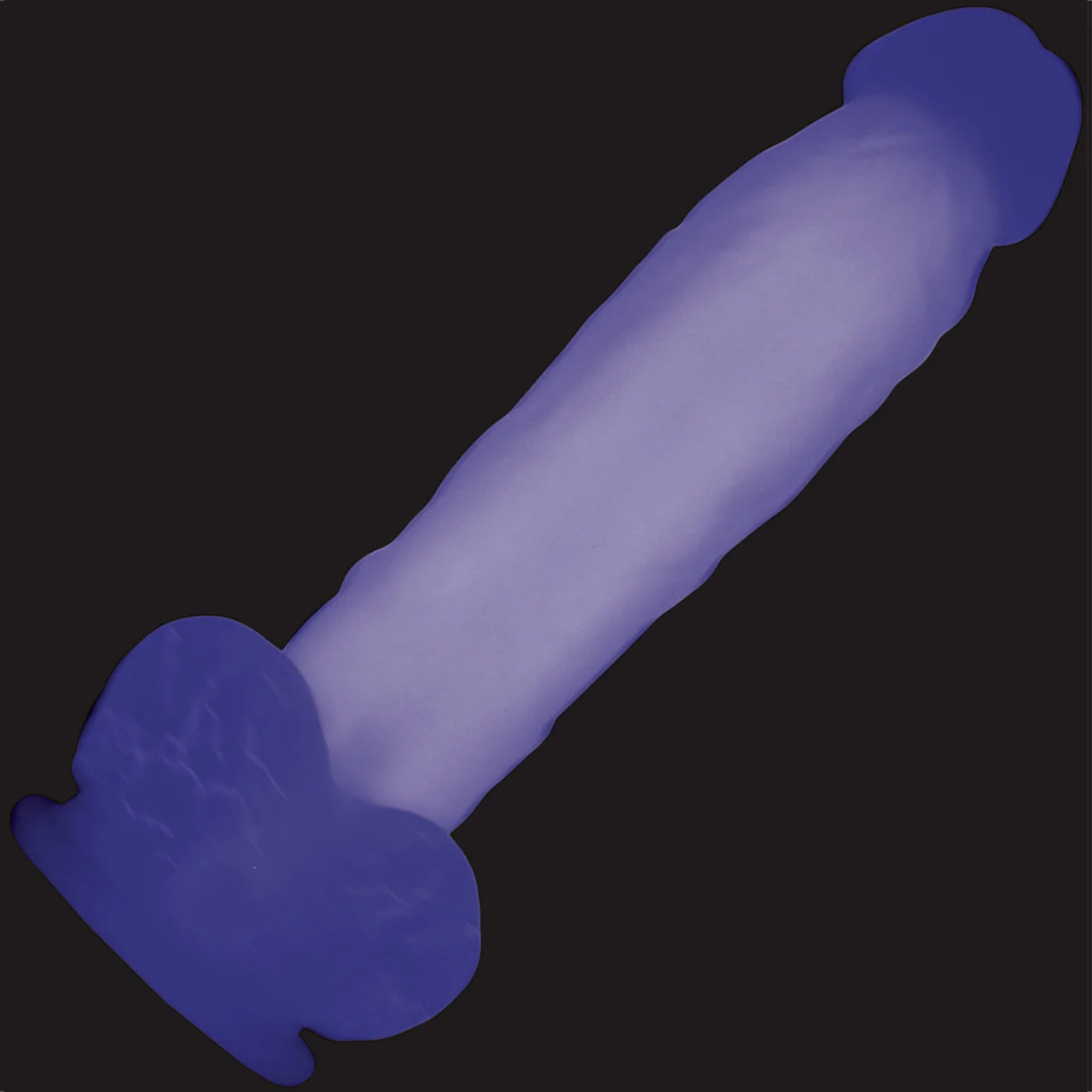 Luminous Glow-In-The-Dark 8" Silicone Dildo With Balls By Evolved Novelties - Purple - Image 6