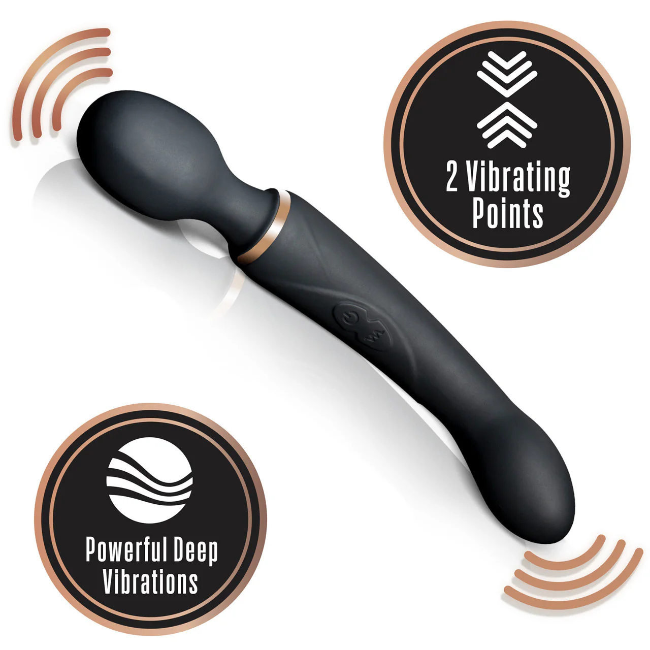 Lush Gia Rechargeable Silicone Dual Use Wand Style Vibrator By Blush - Black - Image 2