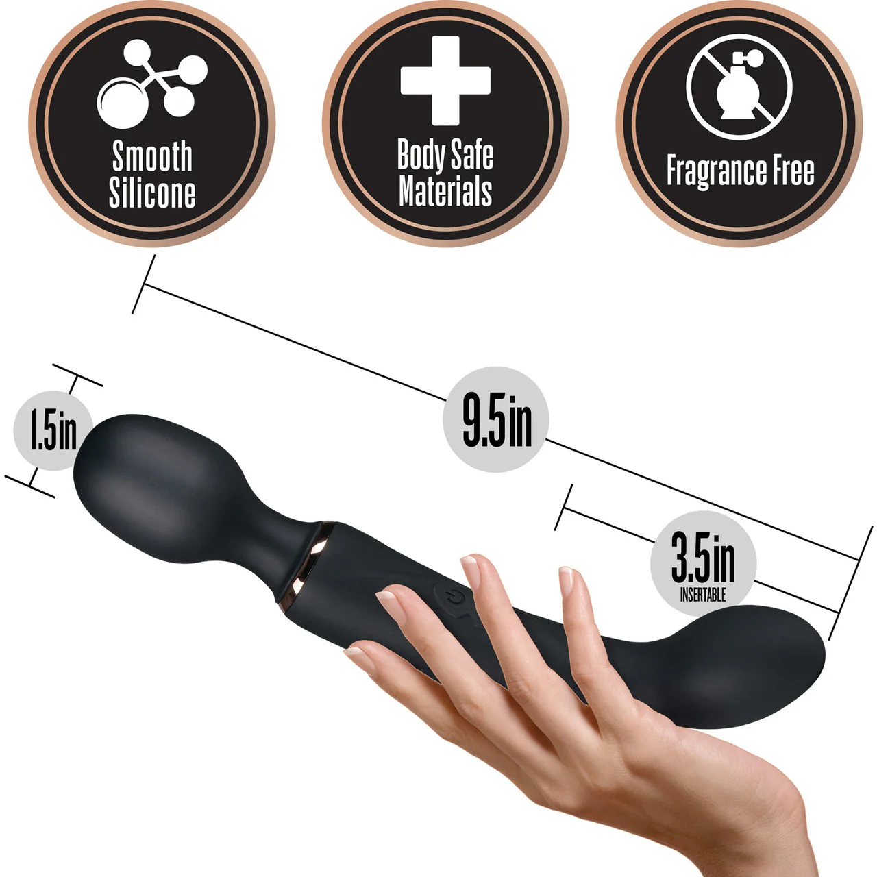 Lush Gia Rechargeable Silicone Dual Use Wand Style Vibrator By Blush - Black - Image 3