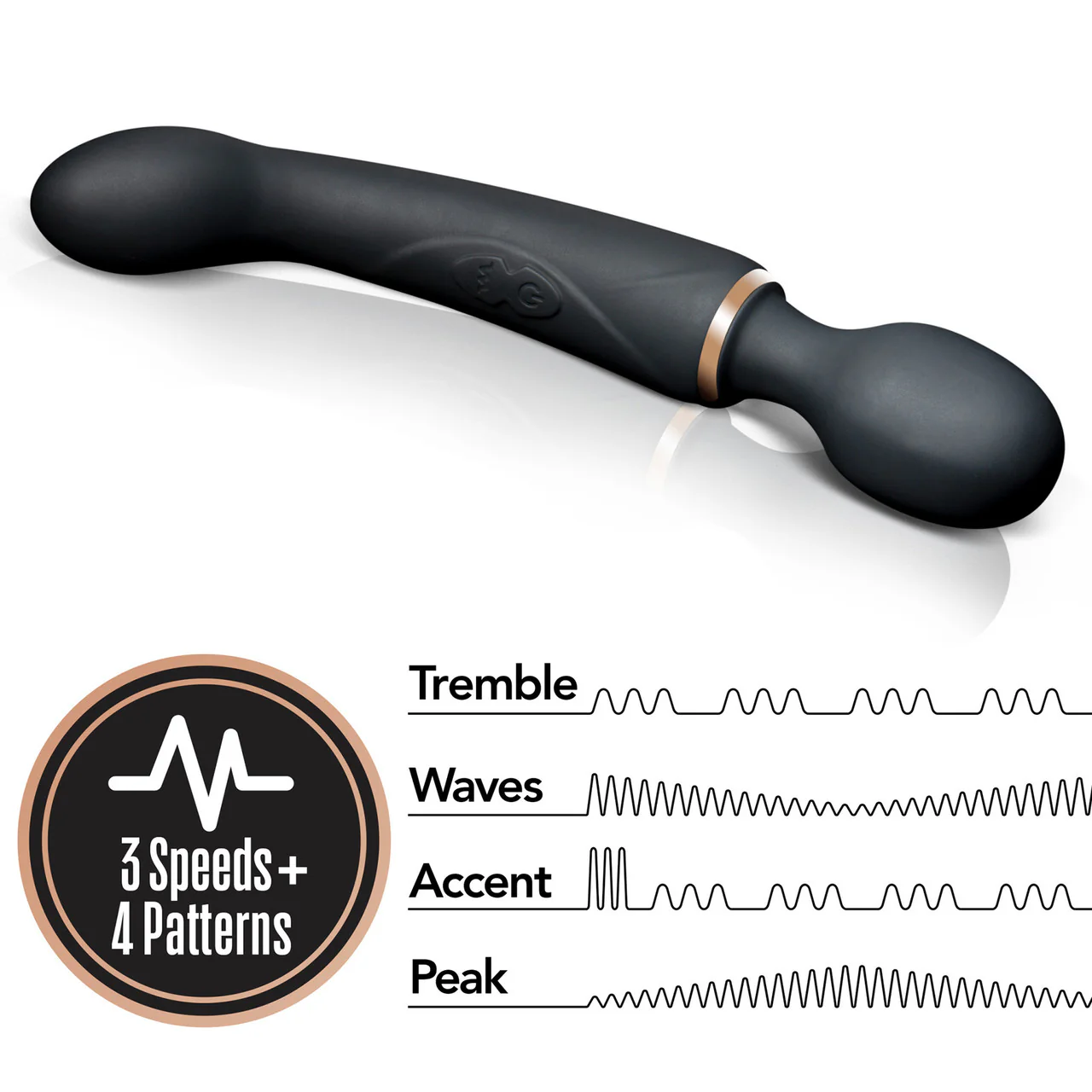 Lush Gia Rechargeable Silicone Dual Use Wand Style Vibrator By Blush - Black - Image 4