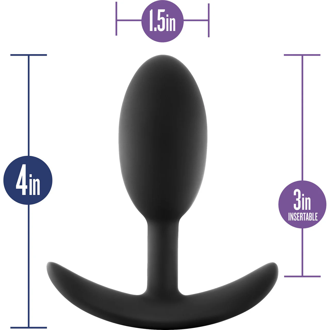 Luxe Wearable Silicone Vibra Slim Butt Plug by Blush - Medium, Black - Image 5