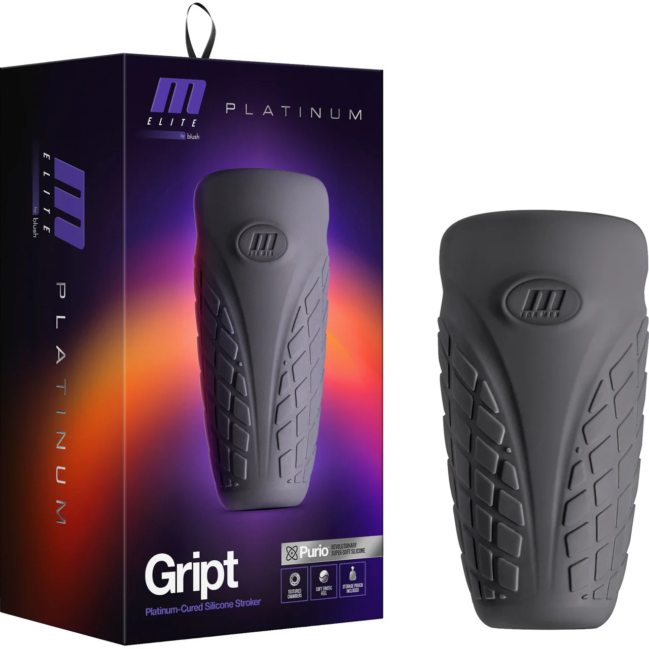 M Elite Platinum Gript Silicone Dual End Penis Masturbator By Blush - Black - Image 4