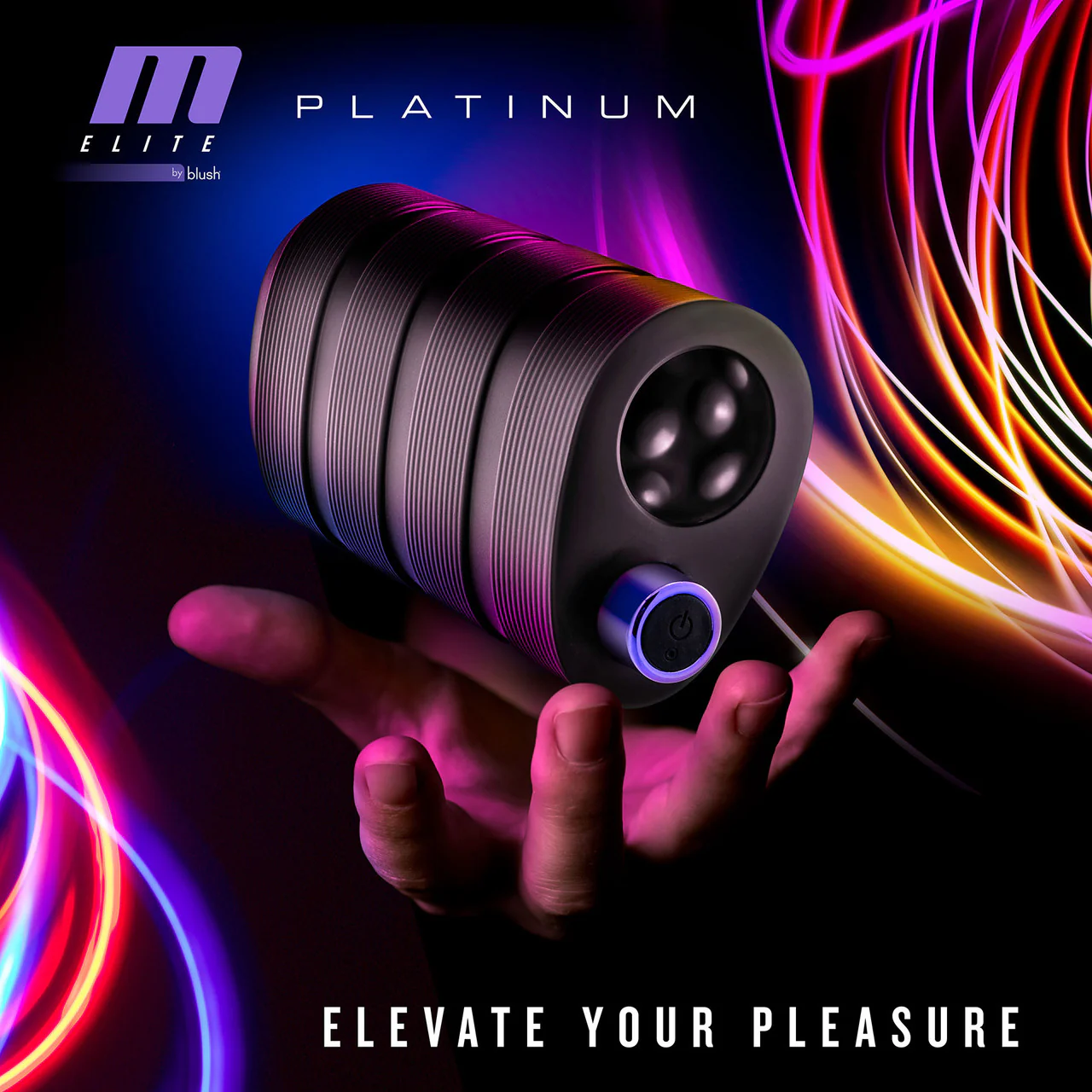 M Elite Platinum Strok Vibrating Rechargeable Silicone Double Ended Penis Masturbator By Blush - Black - Image 10