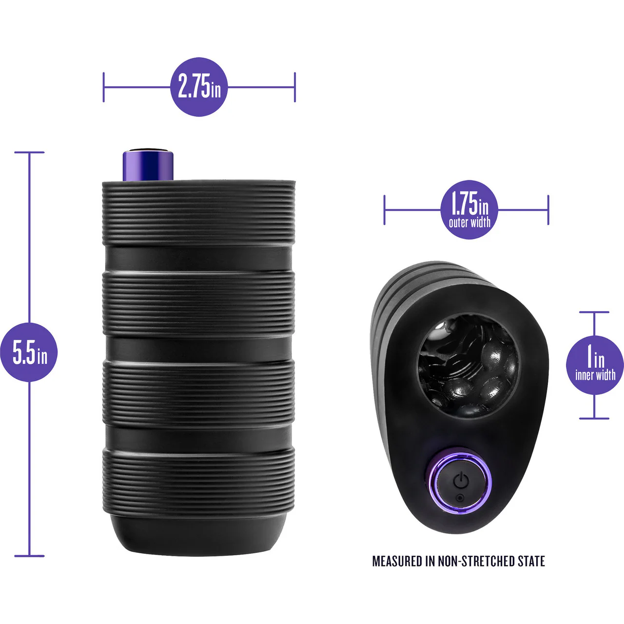 M Elite Platinum Strok Vibrating Rechargeable Silicone Double Ended Penis Masturbator By Blush - Black - Image 4