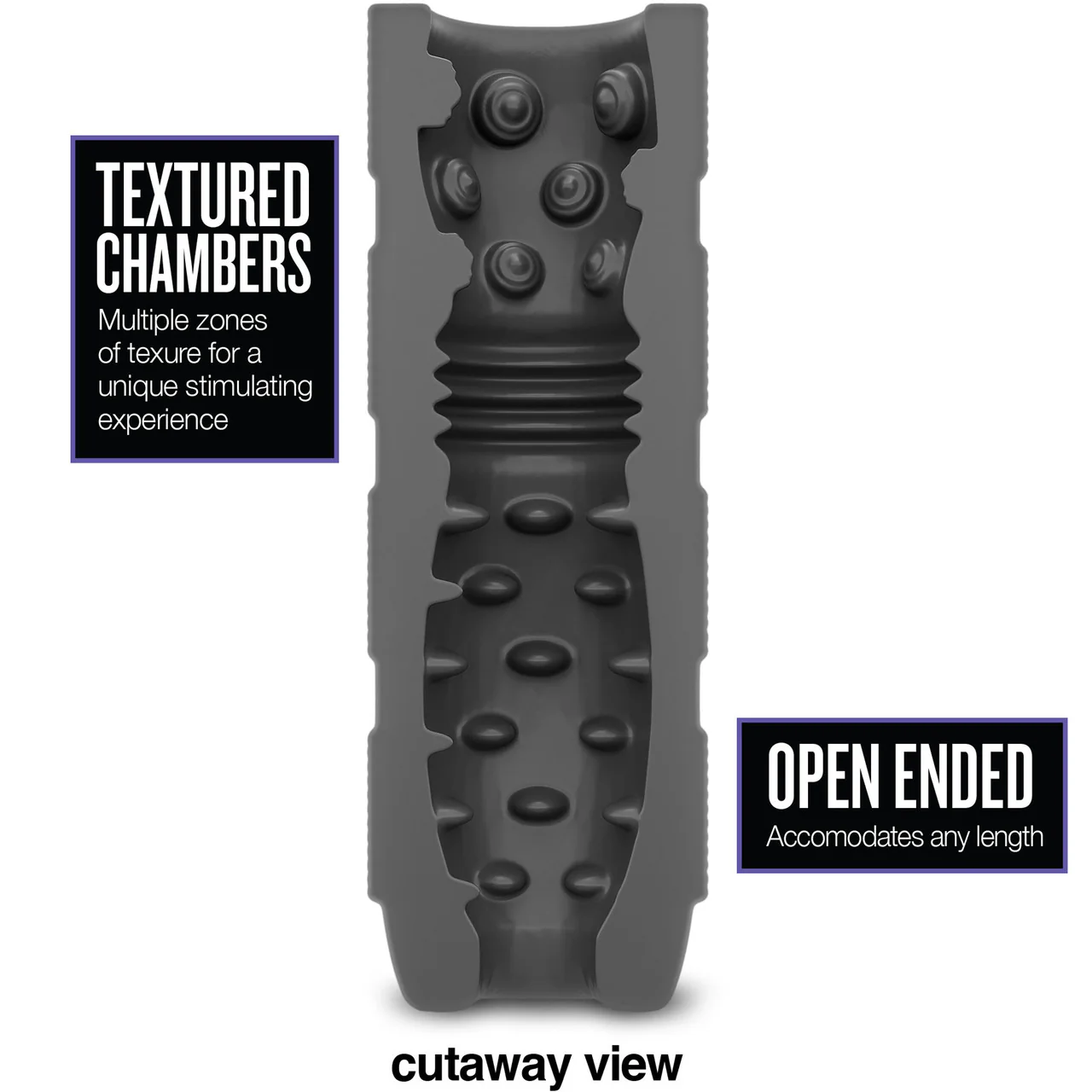 M Elite Platinum Strok Vibrating Rechargeable Silicone Double Ended Penis Masturbator By Blush - Black - Image 6