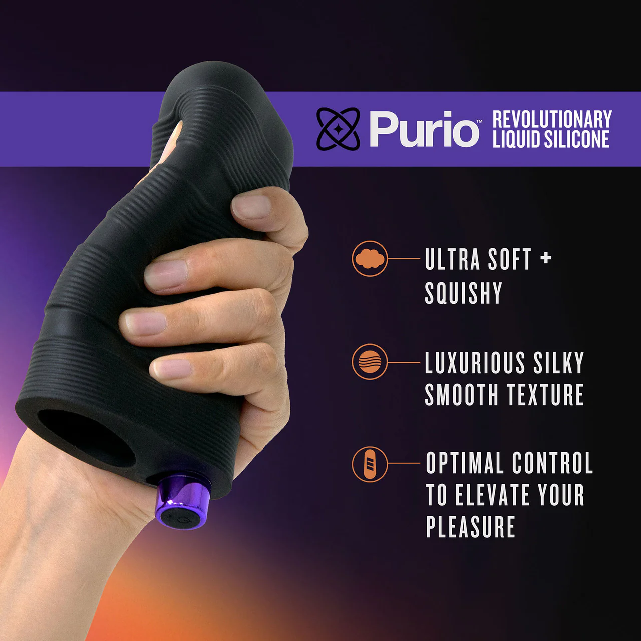 M Elite Platinum Strok Vibrating Rechargeable Silicone Double Ended Penis Masturbator By Blush - Black - Image 9