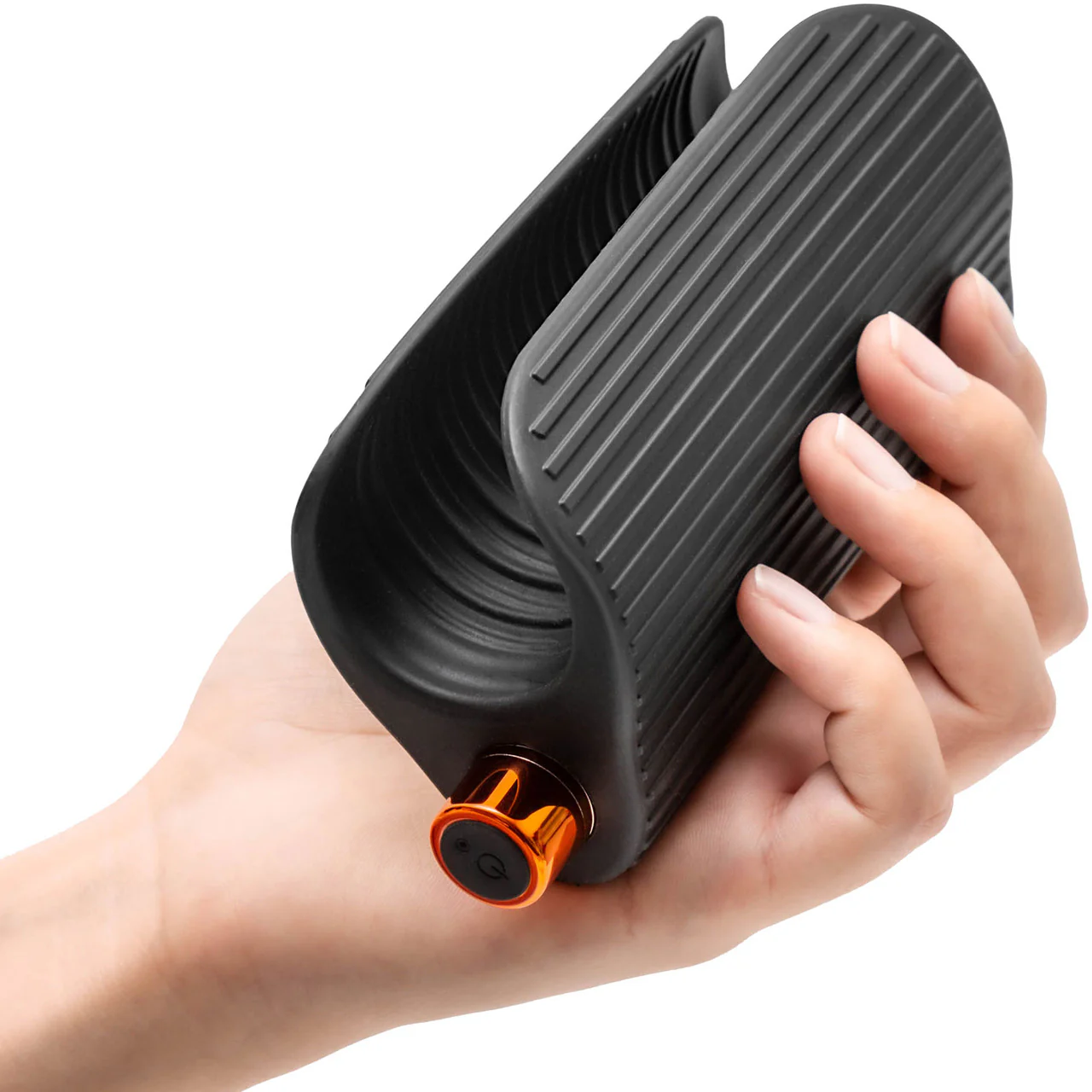 M Elite Platinum Wrapt Vibrating Rechargeable Silicone Penis Masturbator By Blush - Black - Image 2