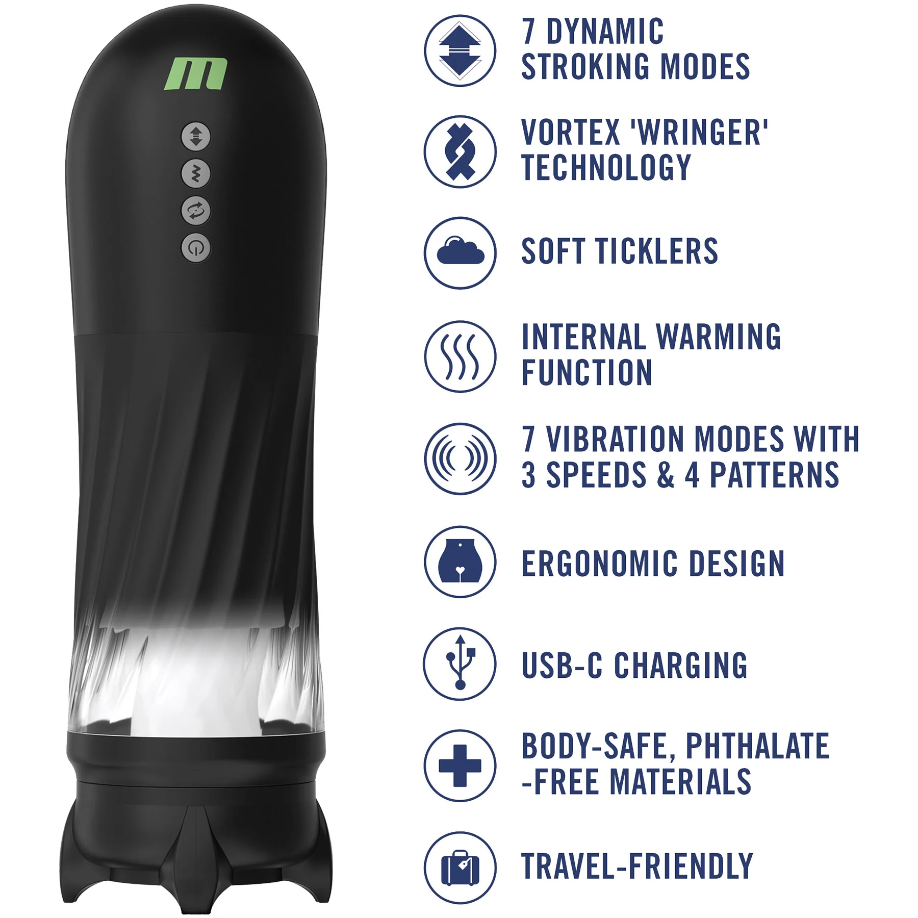 M For Men Quantum X Rechargeable Penis Stroker With Vibration - Image 11
