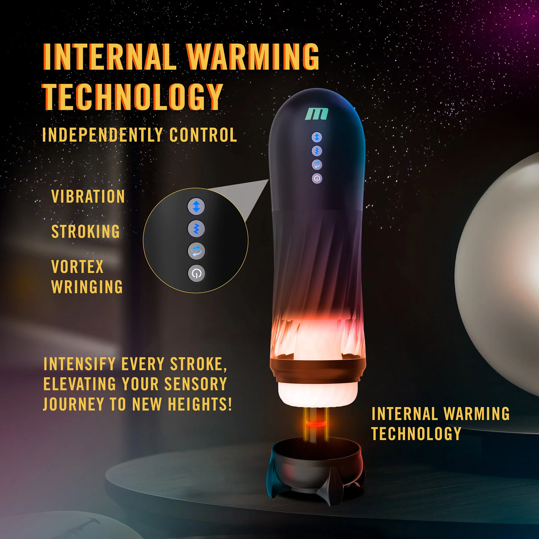 M For Men Quantum X Rechargeable Penis Stroker With Vibration - Image 4