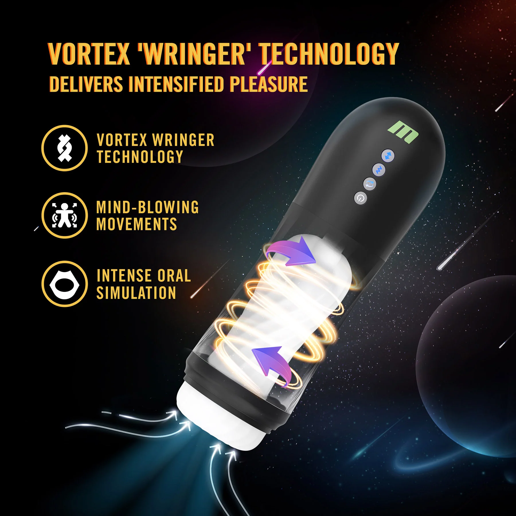 M For Men Quantum X Rechargeable Penis Stroker With Vibration - Image 6