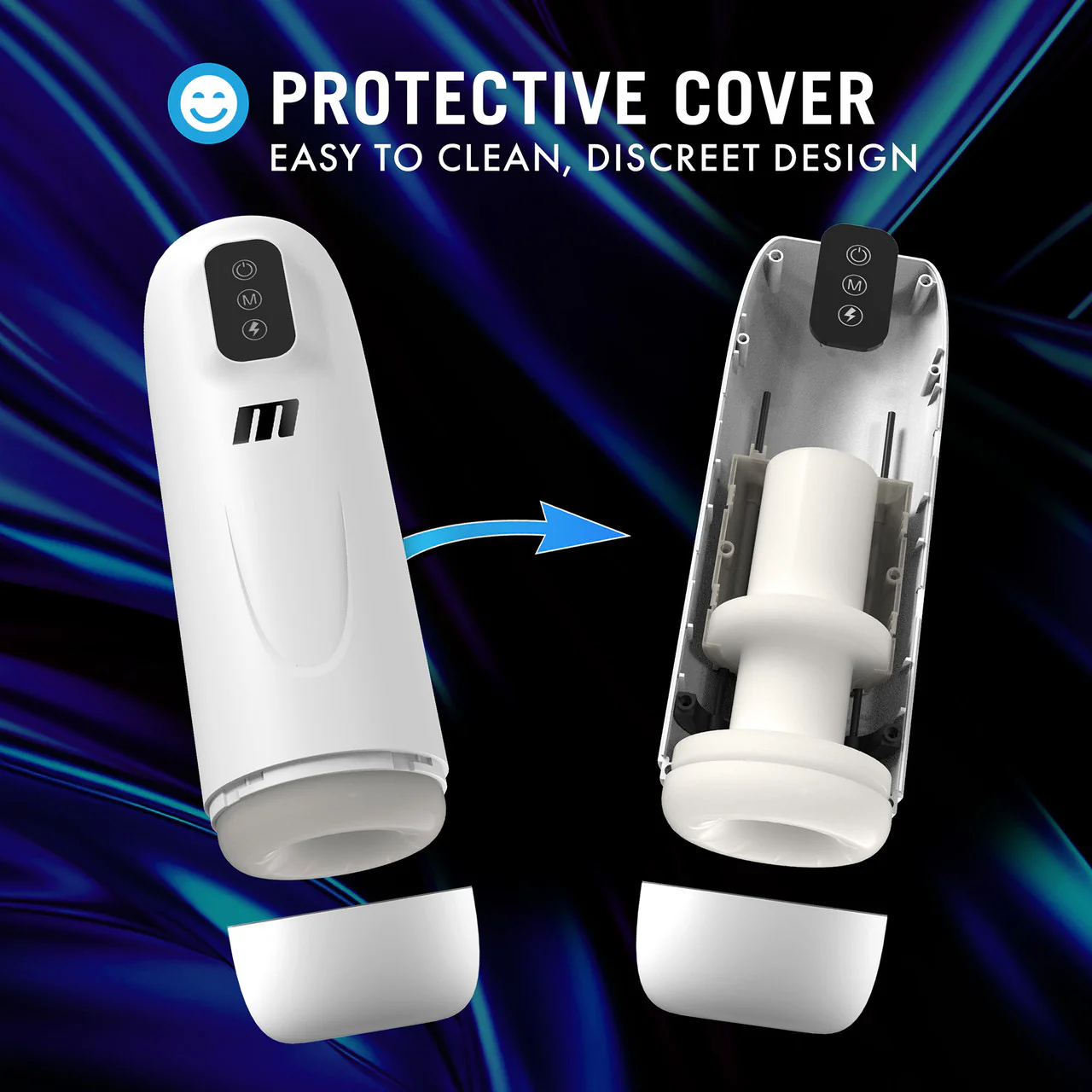 M For Men Robo-Bator Rechargeable Stroking Vibrating Penis Masturbator By Blush - White - Image 7