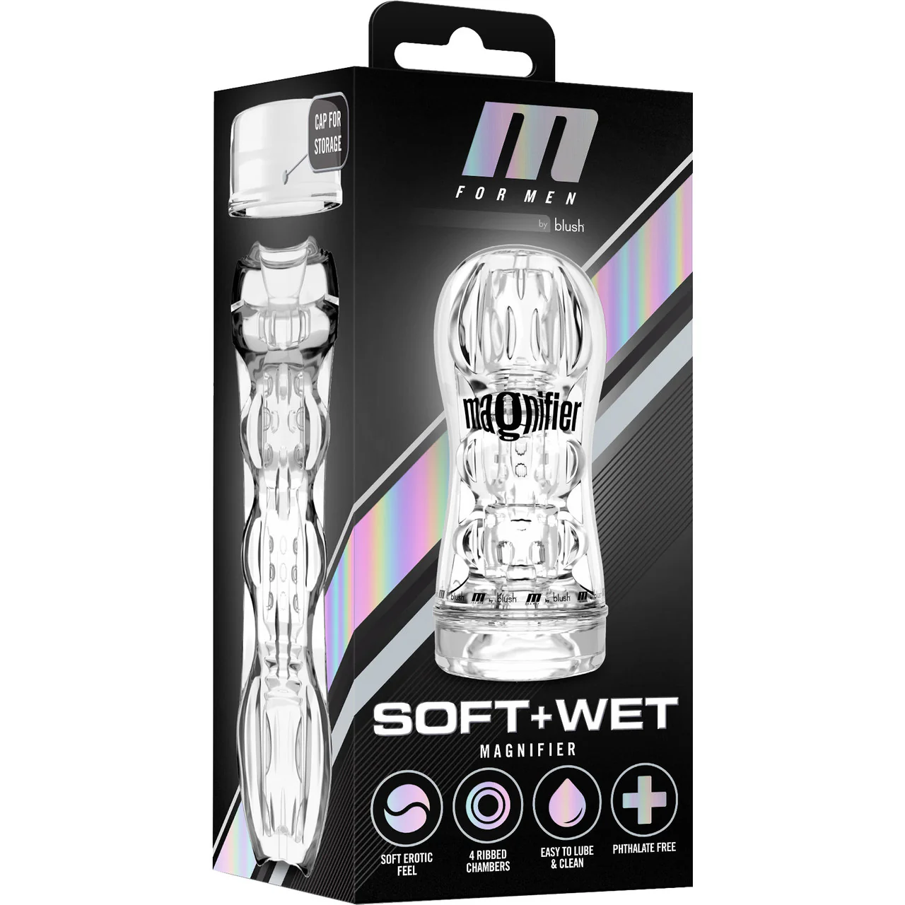 M For Men Soft And Wet Magnifier Open Ended Multi Chambered Stroker Penis Masturbator By Blush - Image 8