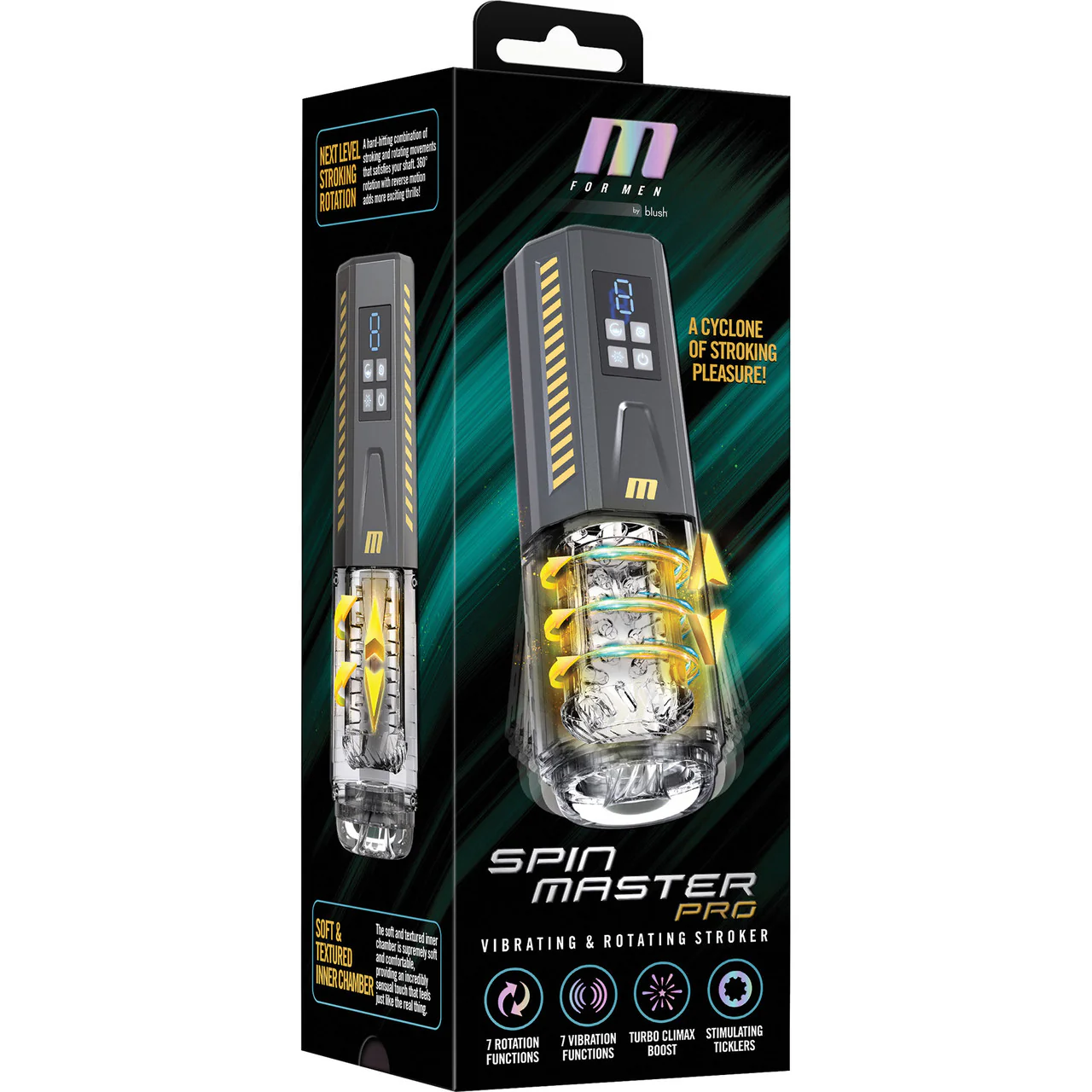 M For Men SpinMaster Pro Rechargeable Vibrating & Rotating Penis Masturbator With Digital Display - Image 10