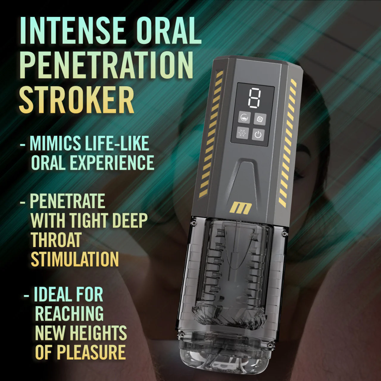 M For Men SpinMaster Pro Rechargeable Vibrating & Rotating Penis Masturbator With Digital Display - Image 7