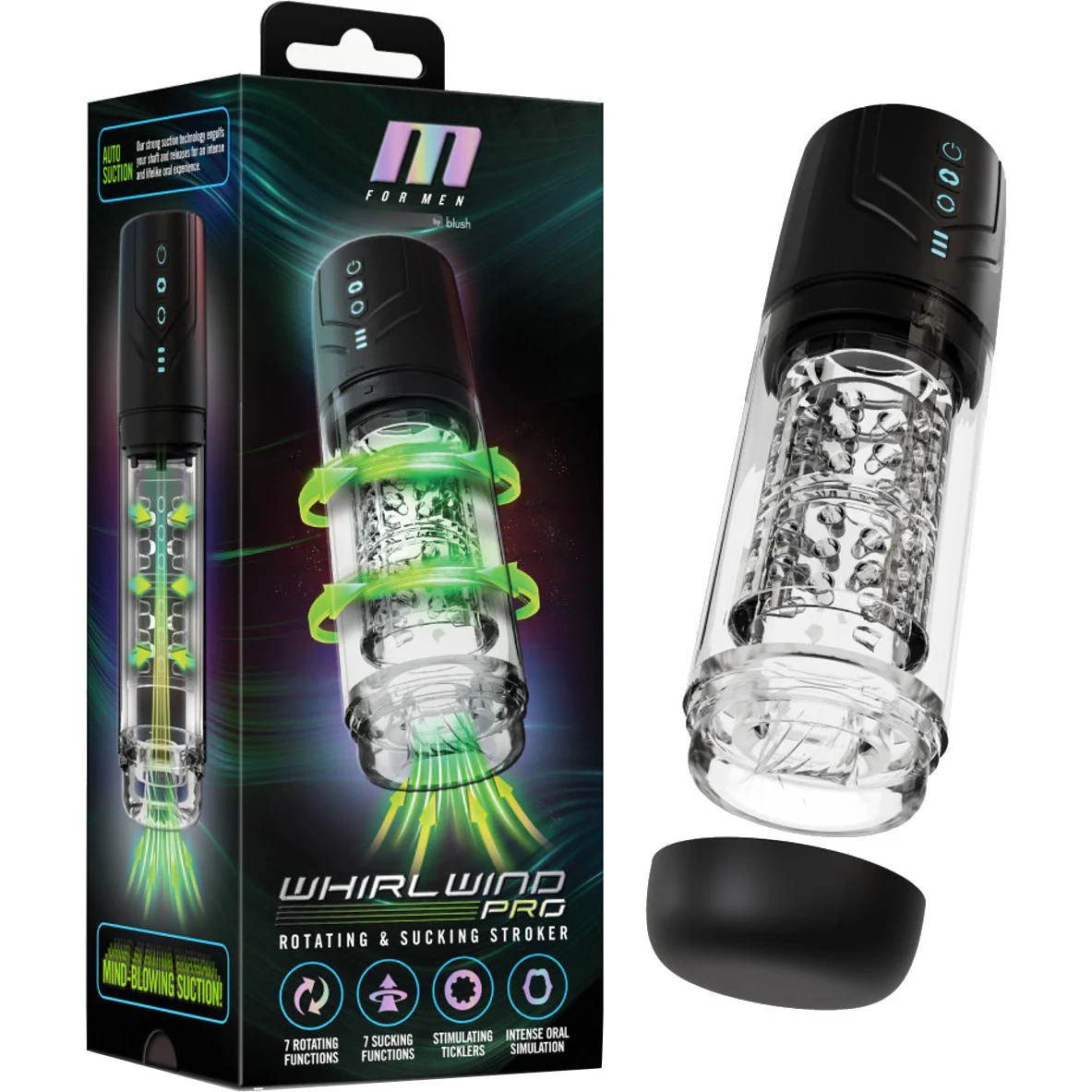 M For Men Whirlwind Pro Rechargeable Waterproof Rotating & Sucking Penis Masturbator - Image 10