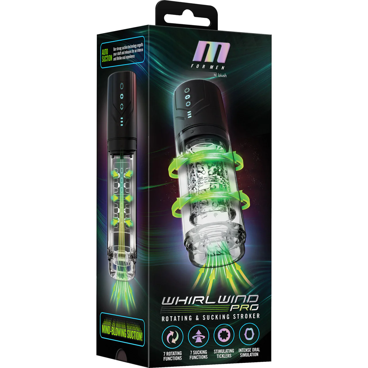 M For Men Whirlwind Pro Rechargeable Waterproof Rotating & Sucking Penis Masturbator - Image 11