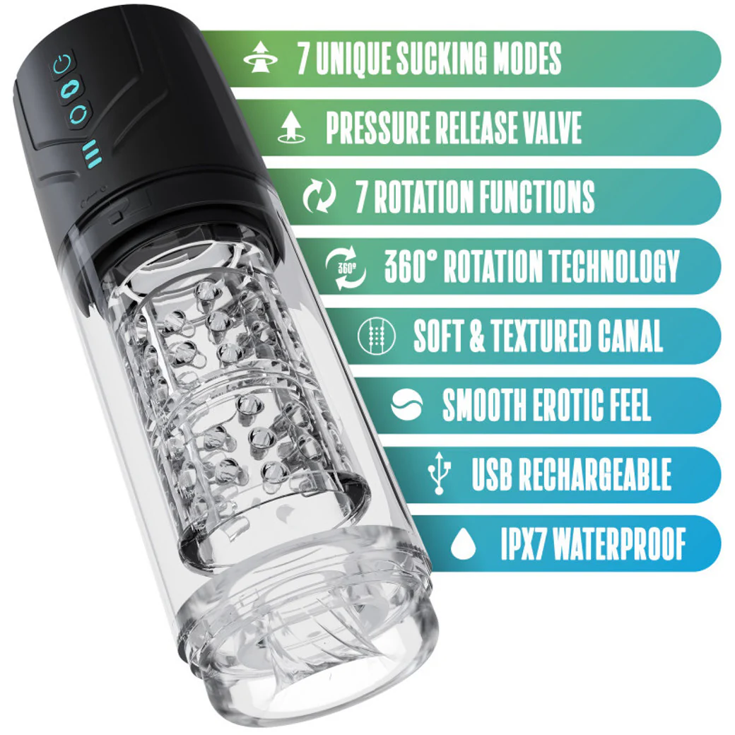 M For Men Whirlwind Pro Rechargeable Waterproof Rotating & Sucking Penis Masturbator - Image 4