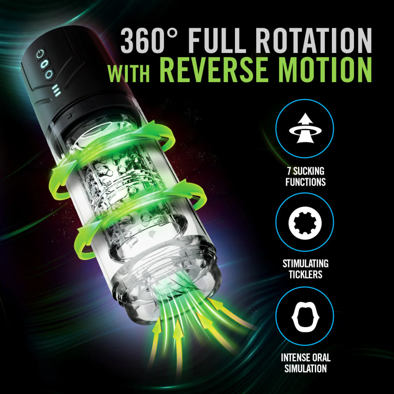 M For Men Whirlwind Pro Rechargeable Waterproof Rotating & Sucking Penis Masturbator - Image 6