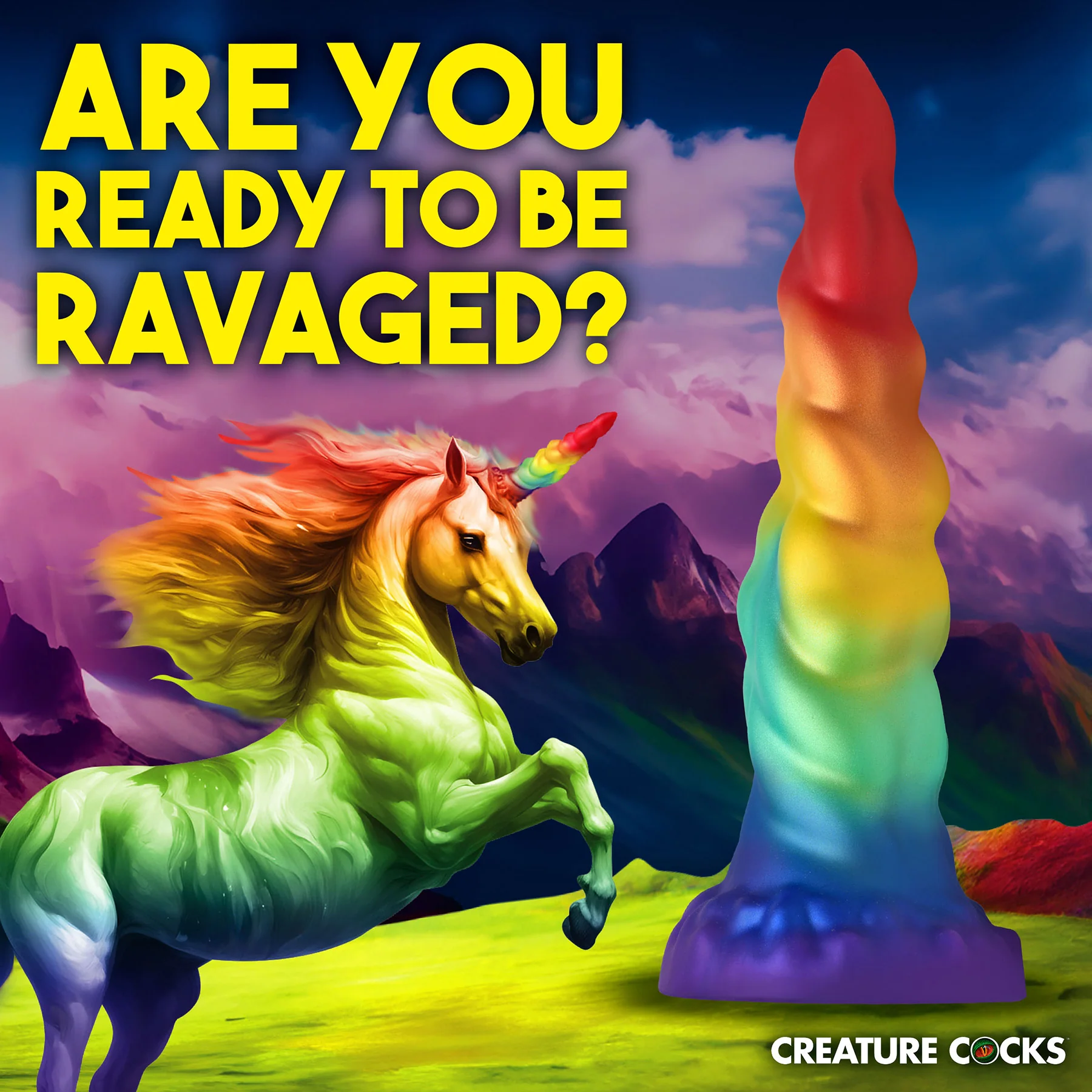 Magic Rider Unicorn 6.8" Silicone Suction Cup Dildo By Creature Cocks - Image 2