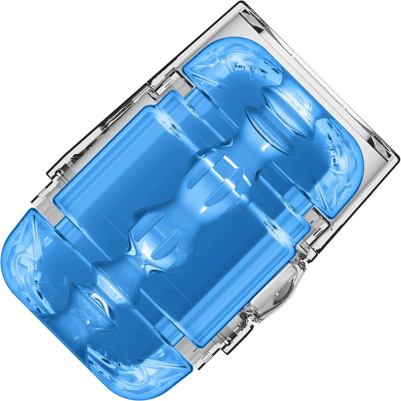 Main Squeeze Pop Off Optix Compact Penis Masturbator by Doc Johnson - Crystal Blue - Image 3