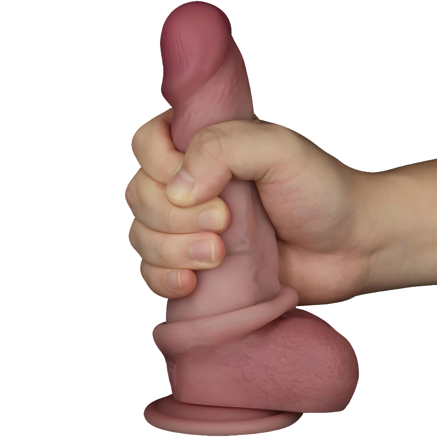 Malakai 7" Realistic Sliding Skin Dual Density Silicone Dildo With Suction Cup & Balls By Pleasure Engine - Image 6