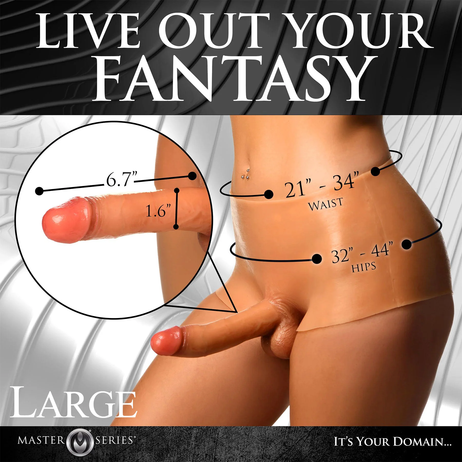 Master Series Boner Briefs Silicone Wearable Penis Panties With Posable Dildo - Vanilla - Image 19