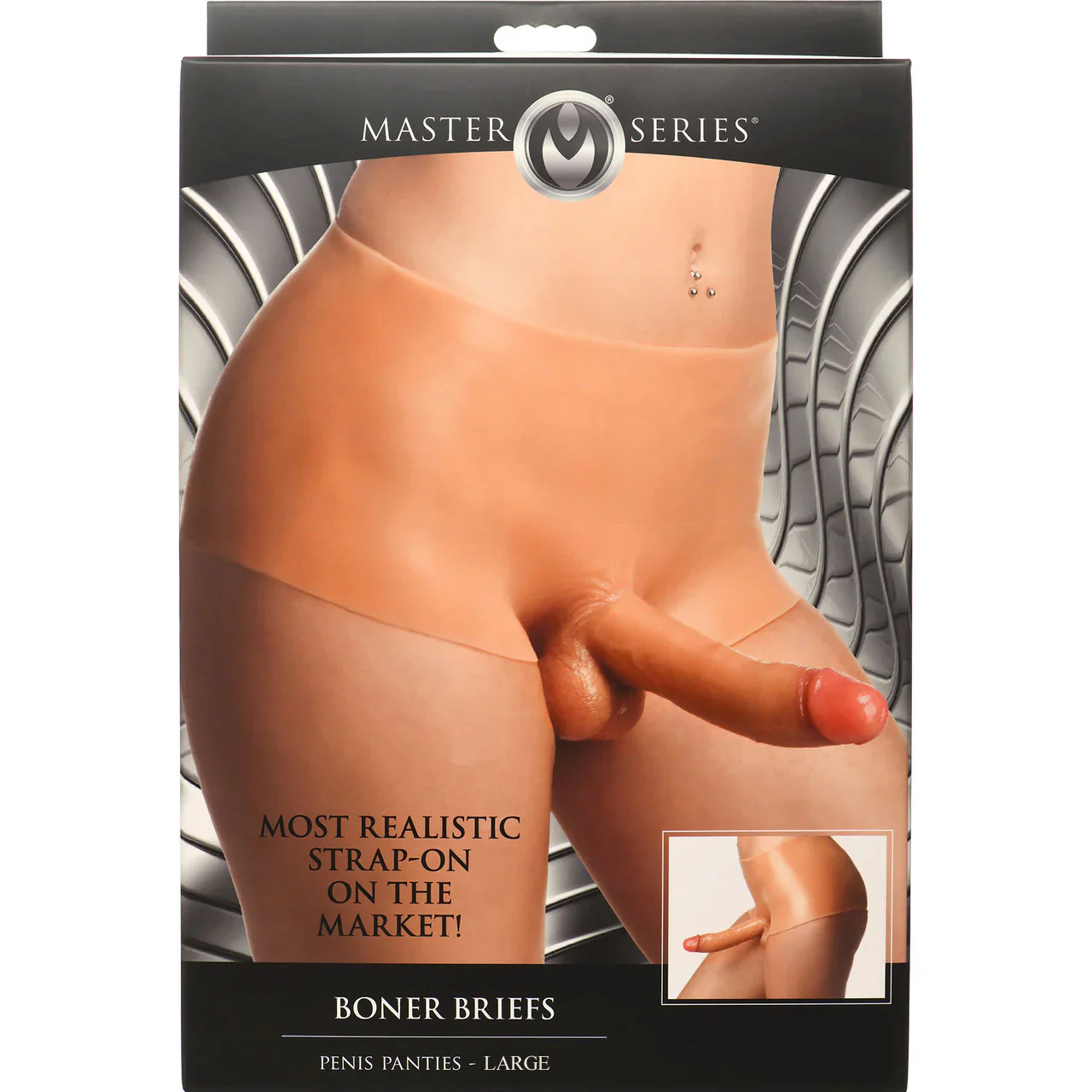 Master Series Boner Briefs Silicone Wearable Penis Panties With Posable Dildo - Vanilla - Image 22